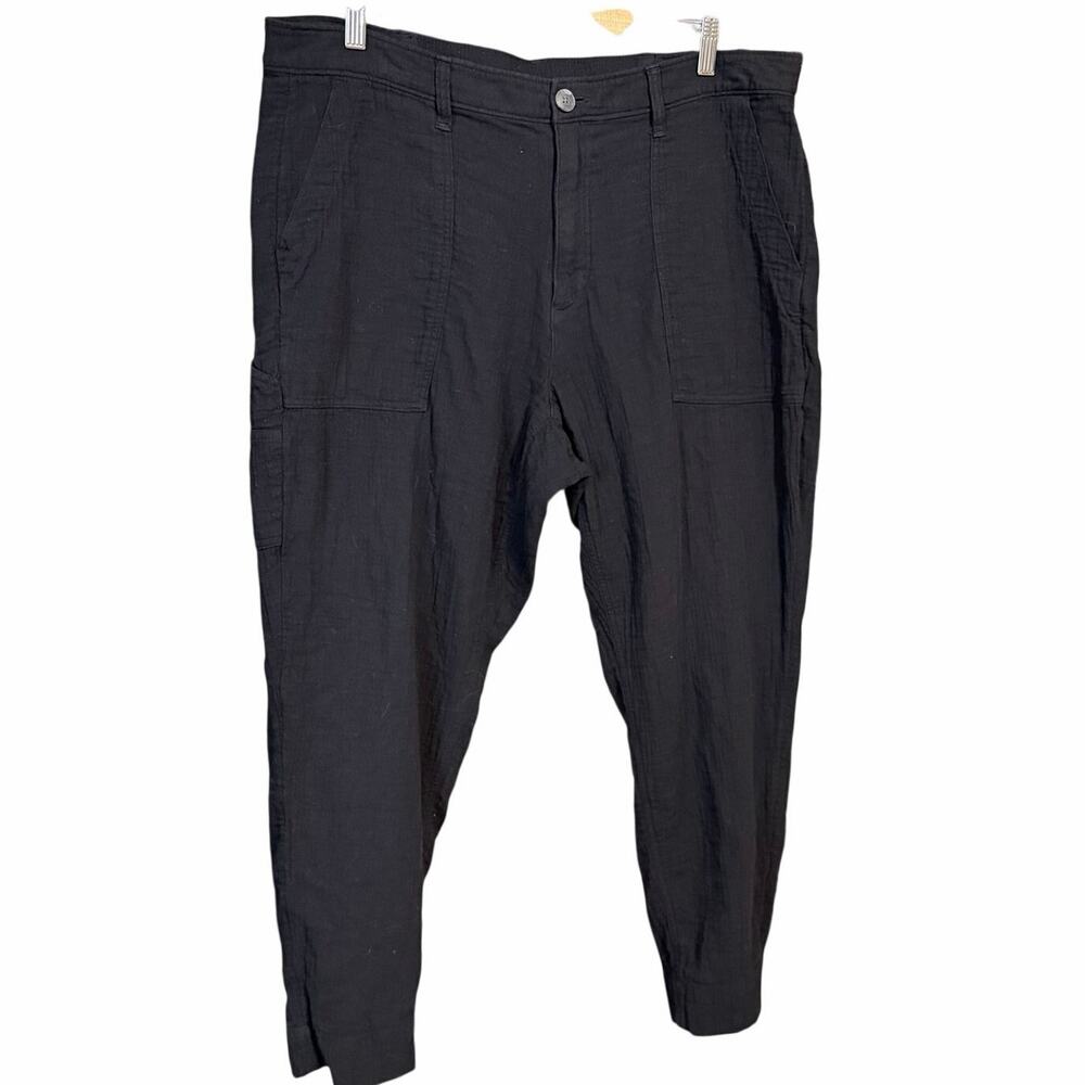 Old navy 100% cotton black gauze carpenter pants plus size 16 comfy casual